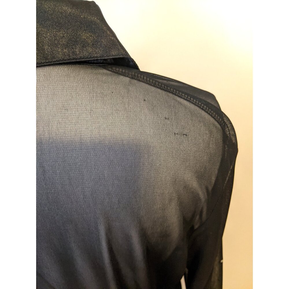 The Limited Black Mesh Beaded Blouse Sheer Button Up Gothic Whimsygoth XL - Picture 10 of 12